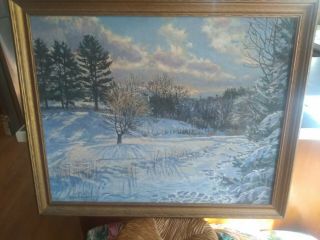 Donald Gordon Squier 66 Oil Painting Berkshire Hills Landscape Winter Snow Scene