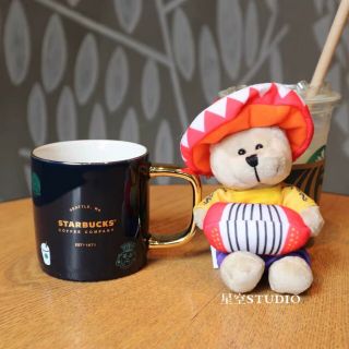Starbucks 2020 China Latin America Plush Bear Play Accordion Black 12oz Mug