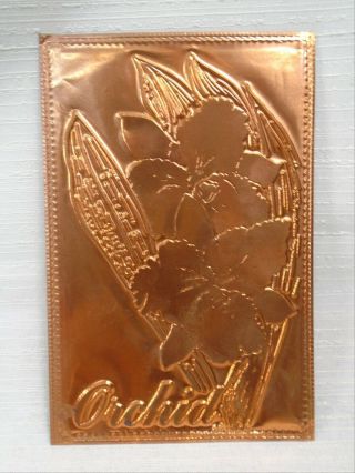 Engraved Tooled Copper Postcard Orchid By Kopper Kard Utah