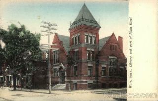 Ware,  Ma Library And Part Of Main Street Hampshire County Massachusetts W.  B.  Hale