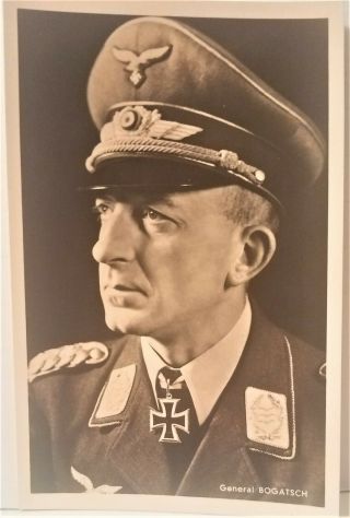 Wwii Postcard Of Hero German Soldier / General Bogatsch / Rare Hoffmann Pc