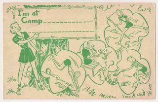 Girl Scout Camp Postcard: " I 