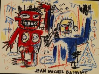 Jean Michel Basquiat Signed Abstract expressionist painting signed art 2