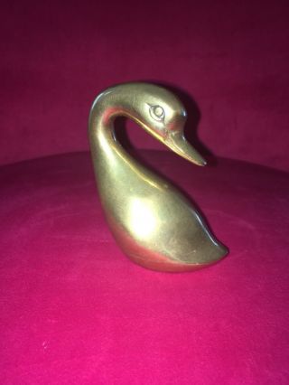Vintage Brass Swan Made In Korea.  Extremely Rare Head Turned