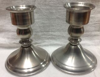Vintage Weighted Leonard Pewter Candle Sticks Holder Made In Bolivia