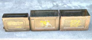 Old Us Military Ww2 Era Empty Metal Machine Gun Ammunition Boxes