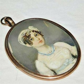 18th / 19th Century,  Portrait Miniature 18 Kt Rose Gold Frame Of A Woman