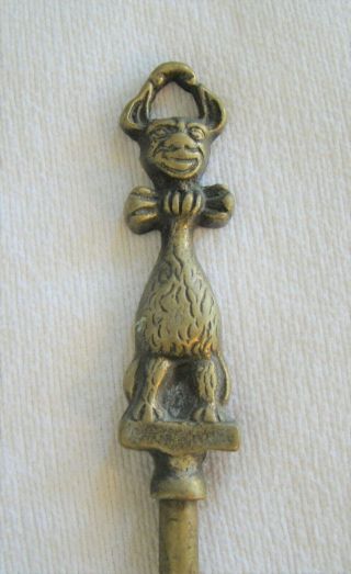 Vintage Brass English Toasting Fork With Unknown Figure