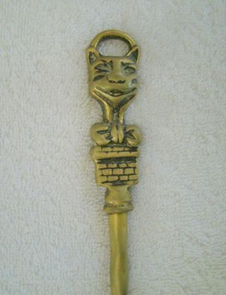 Vintage Brass English Toasting Fork With Cheshire Cat