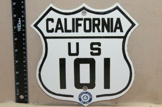 California Us 101 Highway Shield Auto Club So Cal Porcelain Metal Sign Gas Oil
