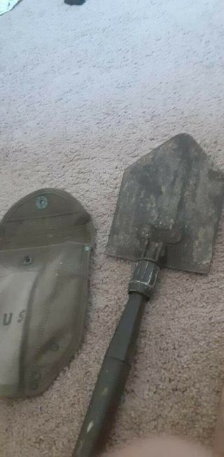 Wwii Ww2 Us Army Folding Shovel E - Tool With Wood 1944 Vintage Us Military Gear