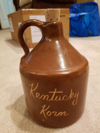 Antique Brown Stoneware Scratch Jug Kentucky Korn Large Old Whiskey Jug Signed