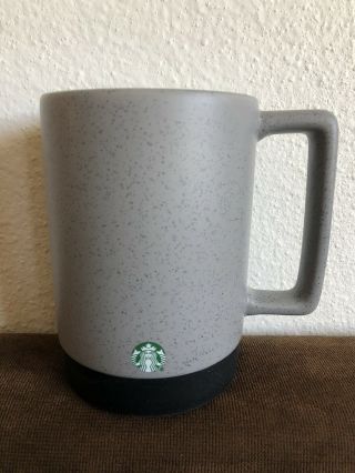Starbucks Matte Gray Ceramic Coffee Mug Rubber Bottom Black Lid Mermaid Logo