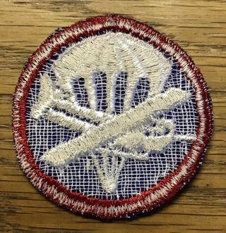 Wwii - Us Army Airborne Enlisted Glider Paratrooper - Cap Patch - Twill