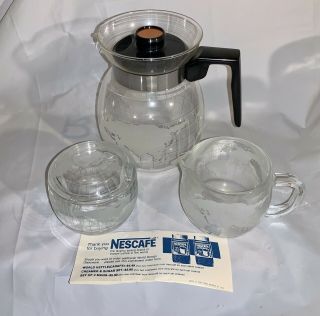 Vintage 1979 Nescafe World Carafe Creamer Sugar Mugs Set Collectibles