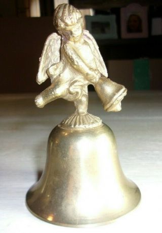 Vintage Made In India Heavy Brass Angel Cherub Bell