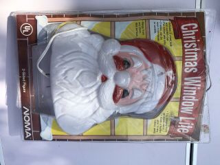 Blow Mold Noma Lighted Santa Face Double Side Window Decor Christmas Vintage