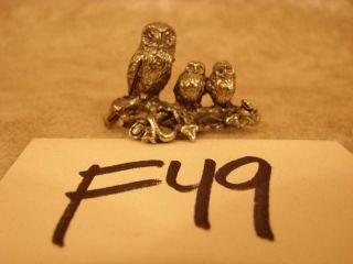 F49 Vintage Pewter Owl Family Figure Figurine