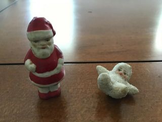 (2) Antique Bisque Figurines - Santa,  Snow Baby - Germany