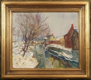 Walter Baum 1884–1956 Oil Painting Hope School Newcomb Macklin Frame 1920s