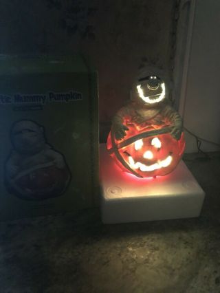 Fiber Optic Mummy In Pumpkin Halloween Blow Mold Lighted 10” Jol Jack - O - Lantern