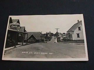 Main Street,  Port Clyde,  Maine Real Photo Postcard With Coca - Cola Sign