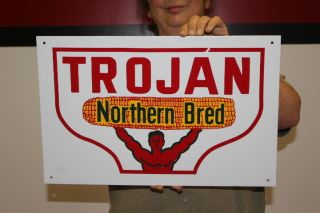 Trojan Northern Bred Seed Corn Farm 18 " Metal Sign