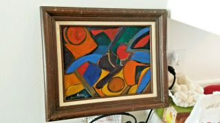 Framed Russian School Oil On Canvas Abstract Painting.  Signed,  Popov.