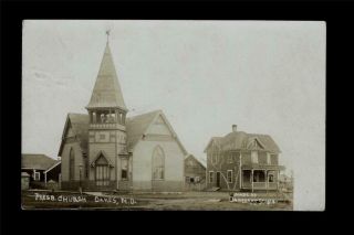 Oakes North Dakota Nd Rppc 1910 Old Corner Wooden Presbyterian Church,  Parsonage