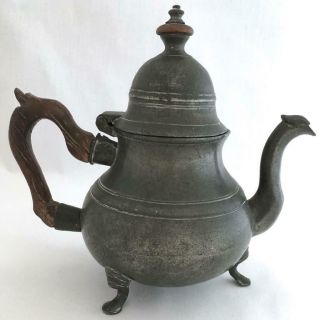 Antique John Townsend Queen Anne Pewter Teapot C.  1750 - 1760 London