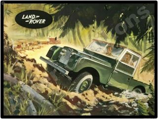 1956 Land Rover In The Jungle Metal Sign: Large Size 12 X 16