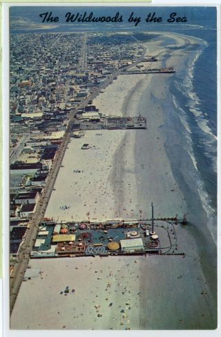 Vintage 1970 Postcard Wildwoods By The Sea,  Jersey Beach Aerial View