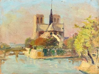 20th Century French School Impressionism Oil Painting 1940s