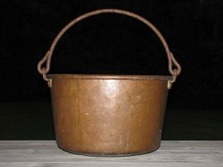 A Large Antique English Dovetailed Copper Cauldron Apple Butter Pot