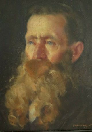 American Artist Fred Machetanz Self Portrait Oil on Board - Well Known 2