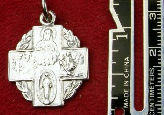 Vintage Victory Wreath Sterling Silver Wwii Miraculous Medal War Cross Crucifix