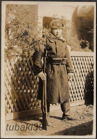 T17 Japan Naval Landing Forces Photo Soldier With Bayonet And Coat In China