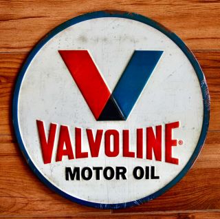 Valvoline Motor Oil Round Vintage - Style Tin Metal Sign (man Cave,  Shop,  Garage)
