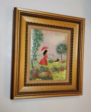 4 Orig.  Louis Cardin Artist Signed Enamel On Copper Children Framed Art Painting
