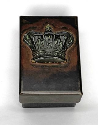 Jan Barboglio Heavy Weathered Metal Box With Large Applied Crown
