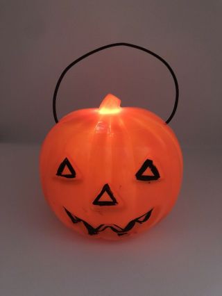 Vintage 1950s Union Products Halloween Jack O Lantern Pumpkin Light W/ Handle