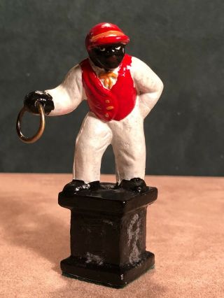Miniature Solid Cast Lawn Jockey,  3 1/2 Inches,  Hard To Find