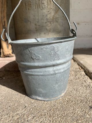 Vintage Galvanized Bucket Small 4 (5 1/2” Tall X 6” Across At The Wide Top)