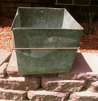Vintage Square Galvanized Metal Bucket / Pail.  Garden Decor.  Planter