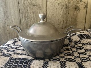 Vintage Wilton Armetale Pewter Soup Tureen With Pedestal,  Lid & Ladle Marked Rwp