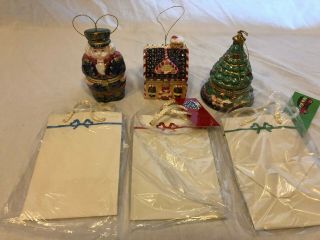 Set Of 3 Mr.  Christmas Music Box Porcelain Ornaments