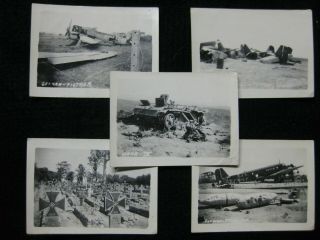 5 Wwii Soldier Photos Wrecked German Tank & Aircraft & Cemetery North Africa