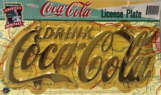 Vintage Brass Coca Cola License Plate - 1999 - In Package
