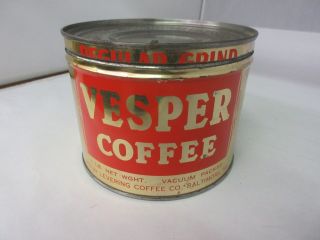 Vintage Vesper Brand Coffee Tin Advertising Collectible M - 24