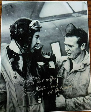 Wwii 8th Air Force 56th Fighter Group Ace - Gerald Johnson Signed B&w 8x10 Photo
